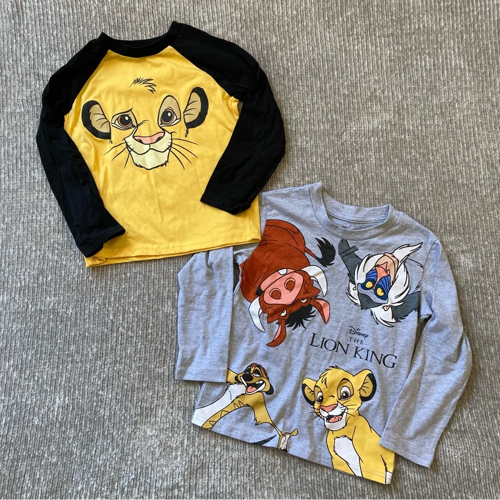 Disney Lion King Kids Long Sleeve Tees - Yellow, Black, Gray